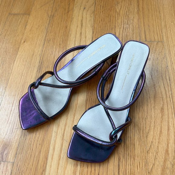 Intentionally Blank Purple Holographic Open Toe Willow Sandal Heels - Picture 4 of 7